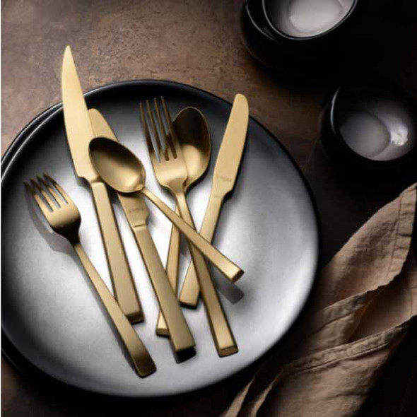 Libbey 902 5762 Santorini Satin Gold 8-1/2" Steak Knife, 18/10 Stainless Steel Handle - 12/Case