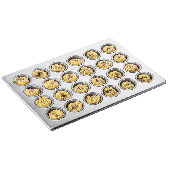 Tablecraft 12470 24 Cup 1.5 oz. Mini Muffin Pan, Non-Stick, Round, Aluminized Steel