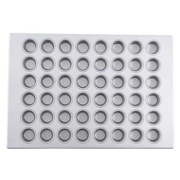 Tablecraft 12471 48 Cup 1.5 oz. Mini Muffin Pan, Non-Stick, Round, Aluminized Steel
