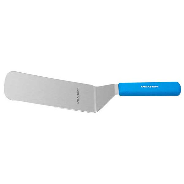 Dexter-Russell 19693H Cool Blue Sani-Safe 8" High Temp Grill Turner, Solid, Rounded Edge