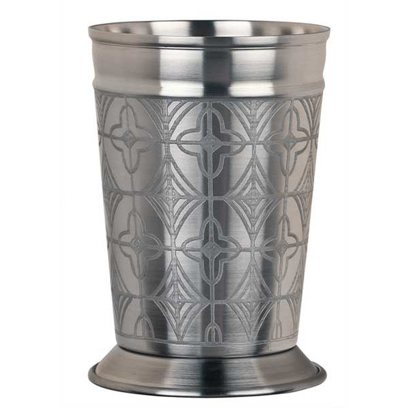 Libbey JC-26 15 oz. Julep Cup w/Etched Design, Silver, SS