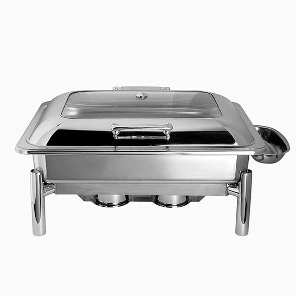 Steelite 7351MW100 Creations 8 Qt. Rectangular Hydraulic Chafing Dish w/Stand