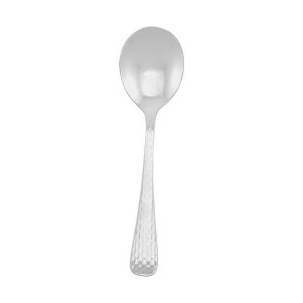 Steelite WL6212 Cohasset 6-1/8" Bouillon Spoon, Hammered, 18/0 SS