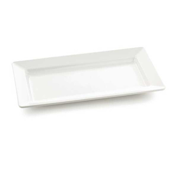 Tablecraft M2213 Frostone Collection 22" x 12-3/4" Rectangle Serving Dish, Melamine, White 