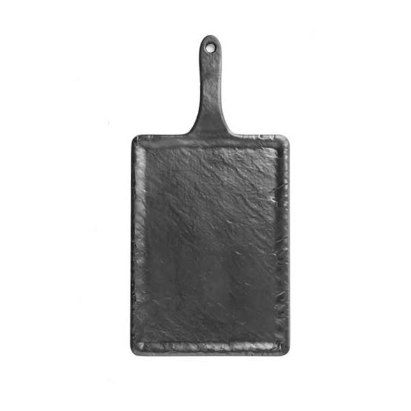 Tablecraft MSP3618 Frostone Collection 9-3/4" x 7" Rectangle Serving Paddle w/Handle, Melamine, Black Slate 