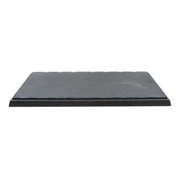 Tablecraft MGD2112 Frostone Collection 21" x 12-7/8" x 1-1/8" Square Serving Board w/Raised Edge, Melamine, Black Slate 