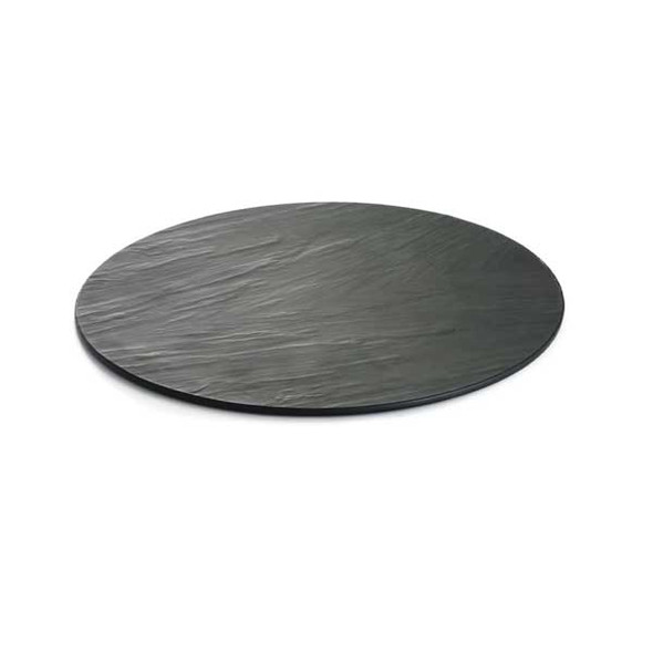 Tablecraft MG16 Frostone Collection 16" Round Serving Tray, Melamine, Black Slate