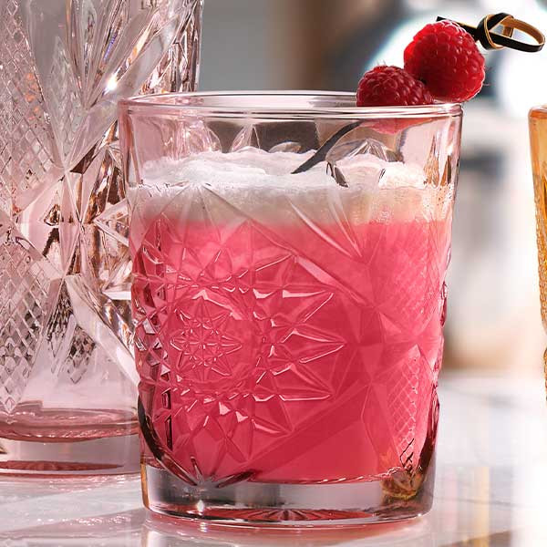 Libbey 5632/AB2X0F Hobstar 12 oz. Double Old-Fashioned Glass, Blush