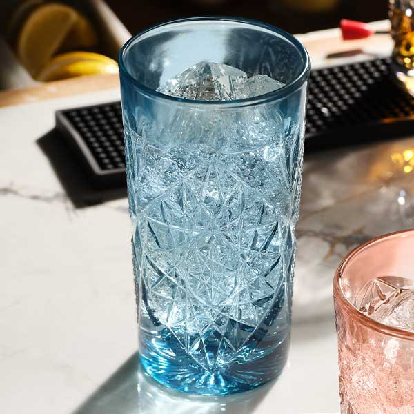 Libbey 5633/AP0N7D Hobstar 16 oz. Cooler Glass, Sapphire 