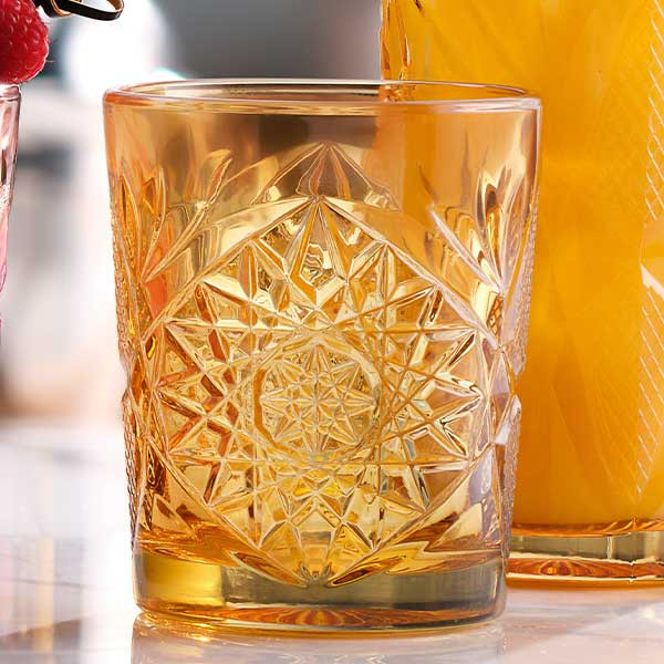 Libbey 5632/AC1Z1Z Hobstar 12 oz. Double Old-Fashioned Glass, Topaz