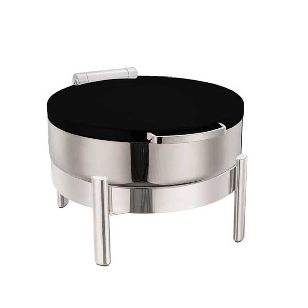 Eastern Tabletop 3878SMB Jazz Smooth Collection 6 Qt. Round Induction Chafer w/Black Powder Hinged Cover