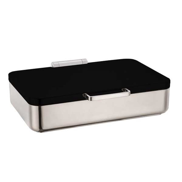 Eastern Tabletop 3875MB Jazz Smooth Collection 8 Qt. Rectangular Induction Chafer w/Black Powder, Hinged Cover