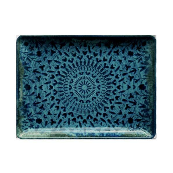 Libbey 803212341000301 Mirage 9-1/4" x 6-7/8" Rectangular Platter, Blue & Black - 6/Case