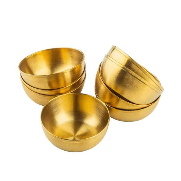 Tablecraft 12820 200 Series 4 oz. Serving Bowls, Gold Brushed - 8/Set