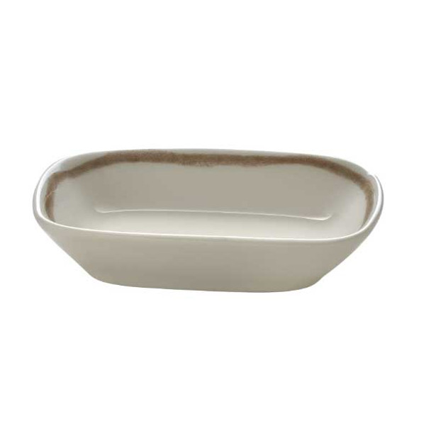 Libbey 803581541000403 Soulmate 7 oz. Rectangular Bowl, Tan Rim - 6/Case