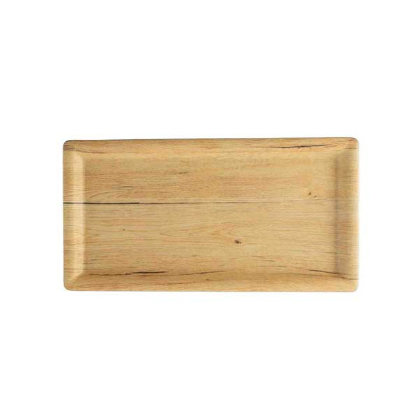 Tablecraft 12461 Timber Melamine Collection Rectangular Serving Tray, Tan, Decaled Melamine