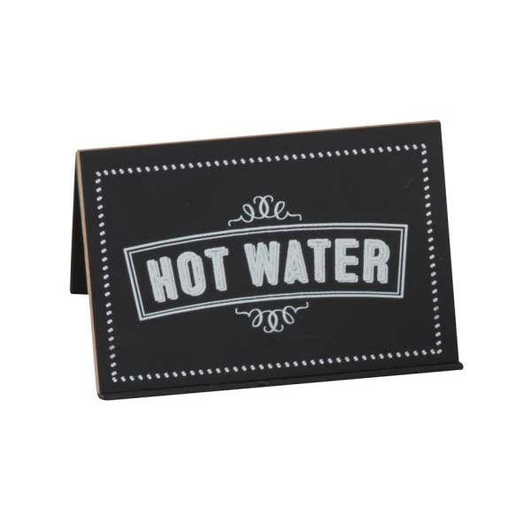 Cal-Mil 3047-3  2" HOT WATER Tent Label, Chalkboard, Black 