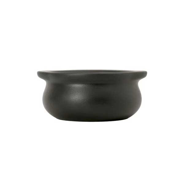 Tuxton DBS-1203 12 oz. Onion Soup Crock, Ceramic, Black - 12/Case