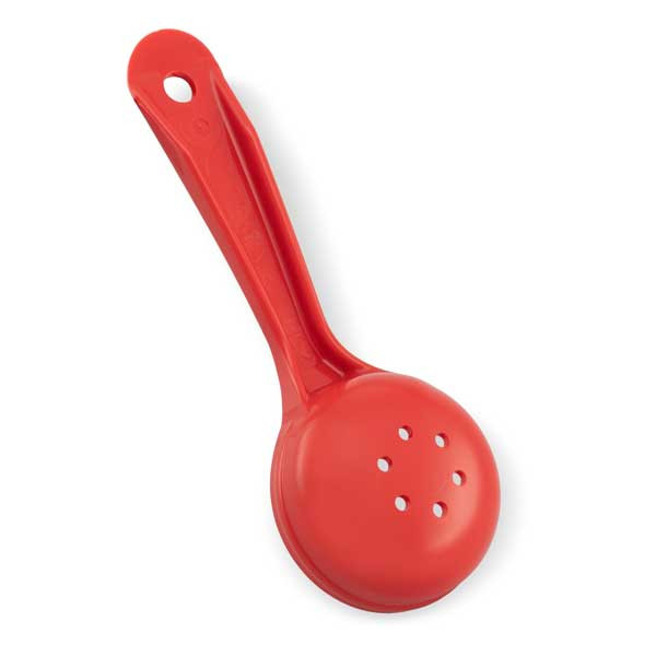Carlisle 496205 Measure Misers 2 oz. Perforated Portion Spoon, Red - 12/Case