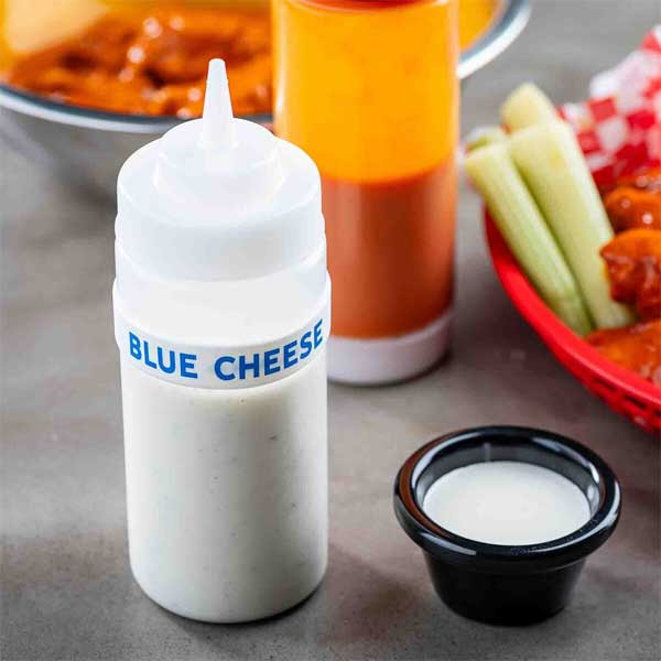 Tablecraft 13079 "Blue Cheese" Bottle Band, White/Royal Blue, Silicone