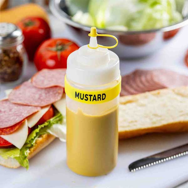 Tablecraft 13083 "Mustard" Bottle Band, Yellow/Black, Silicone