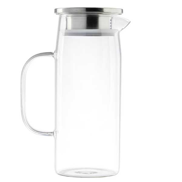 Tablecraft 12901 34 oz. Glass Pitcher w/Stainless Steel Dispensing Lid