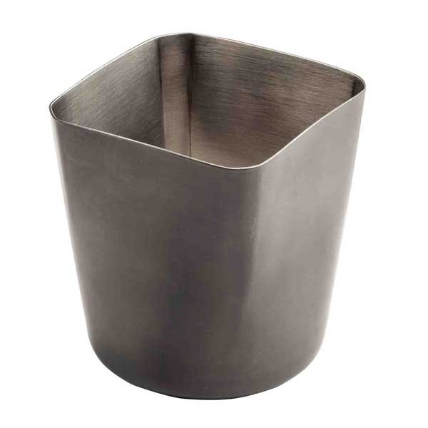 Tablecraft 12959 12 oz. Square Fry Cup, SS, Black Matte