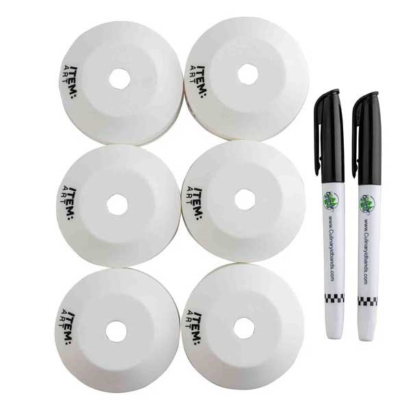 Tablecraft 13094 Writeable Silicone Tip Top, 63mm, (2) Markers, White - 6/Set