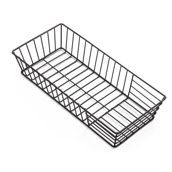 American Metalcraft STR13 Stria 13" x 6" Rectangular Basket, Iron, Black