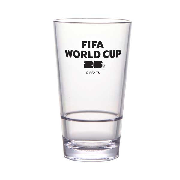 G.E.T. S-17-FIFA26-LOGOBW FIFA World Cup 2026 16 oz. Stackable Tumbler, SAN, Clear w/Black Letter Logo - 24/Case