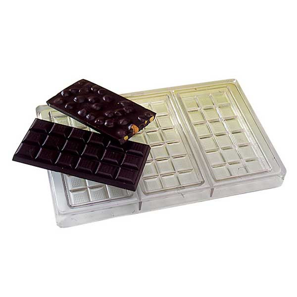 Matfer Bourgeat 380240 Polycarbonate Chocolate Tablets Chocolate Mold Sheet, 3 cavities
