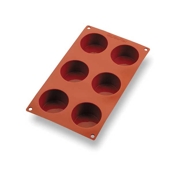 Matfer Bourgeat 257915 Gastroflex 6 Cup Muffin/Cupcake Mold Sheet, Non-Stick, Round, Silicone