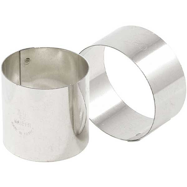 Matfer Bourgeat 376012 High Round Stainless Steel Tart Ring, 3"x3 1/2" - 4/Pack