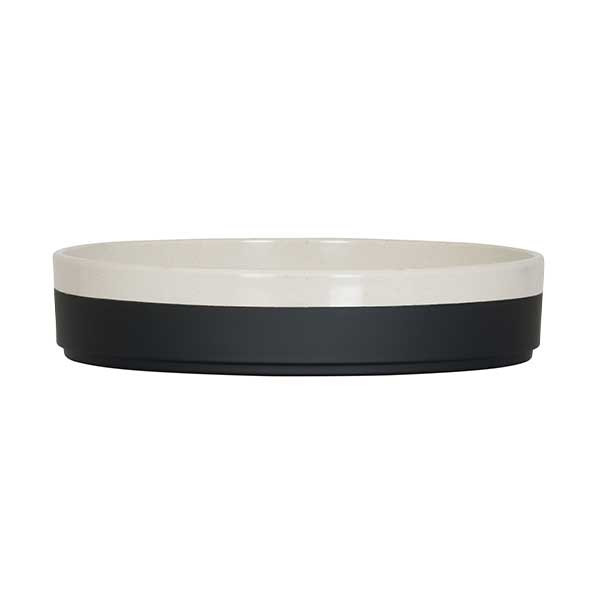 Cal-Mil 26131-8-138 Sorelle 8" Raised Rim Black and Ivory Speckle Plate