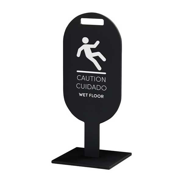 Cal-Mil 28608-13 Vista Oval Wet Floor Sign, Black