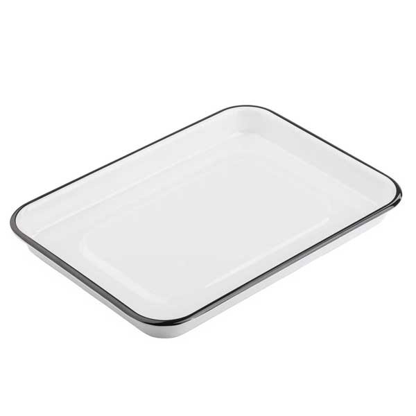 Tablecraft 11669 Canteen Collection 1/4 Size Sheet Pan, Melamine, White w/Black Edges