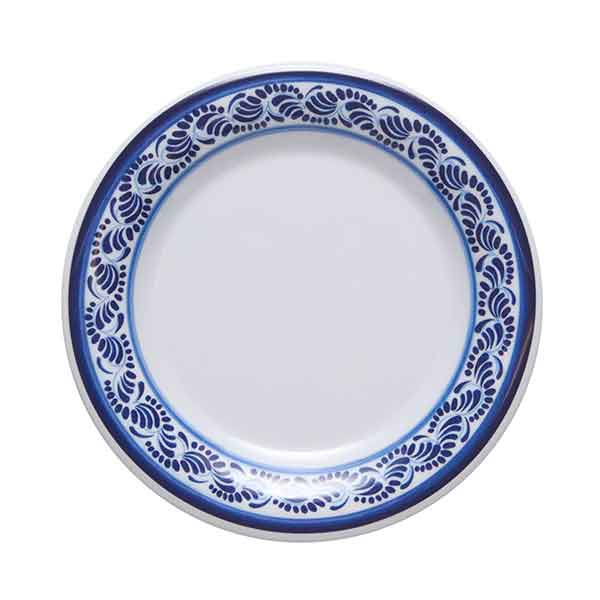GET WP-6-DE Diamond Esencia 6" Wide Rim Plate, Melamine, White w/Blue Decal - Top View