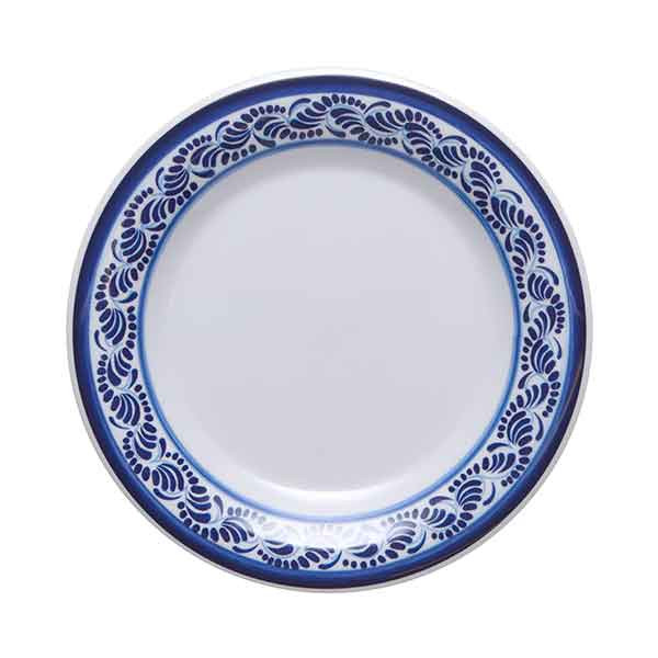 GET WP-7-DE Diamond Esencia 7" Wide Rim Plate, Melamine, White w/Blue Decal - Top View