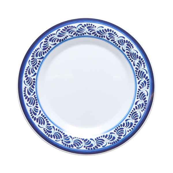GET WP-10-DE Diamond Esencia 10" Wide Rim Plate, Melamine, White w/Blue Decal - Top View