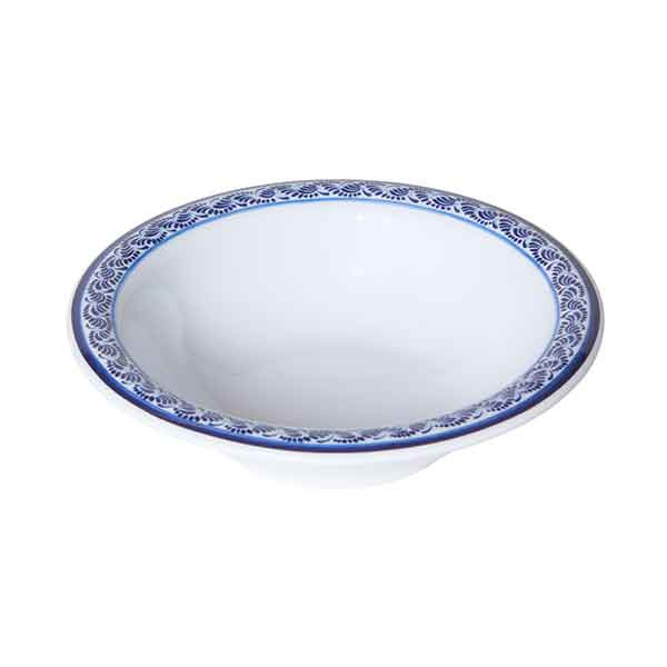 GET B-127-DE Diamond Esencia 12 oz. Narrow Rim Bowl, Melamine, White w/Blue Decal - 24/Case