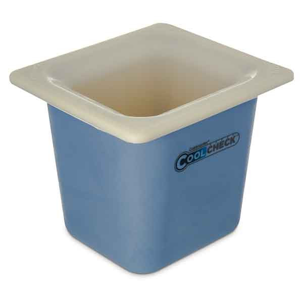 Carlisle CM1104C1402 Coldmaster CoolCheck 1/6 Size Food Pan, 6" Deep, White/Blue