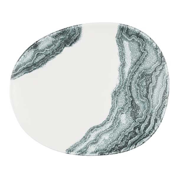 Churchill TDBKOPL21 Inked Tide 8-1/4" x 6-7/8" Opal Organic Plate, Ceramic, Black