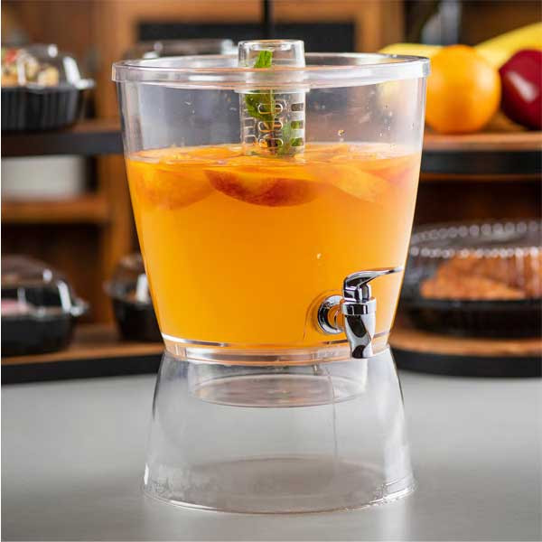 Tablecraft BAD1500 1.5 gal. Stackable Beverage Dispenser, Infuser Tube, SAN, Clear