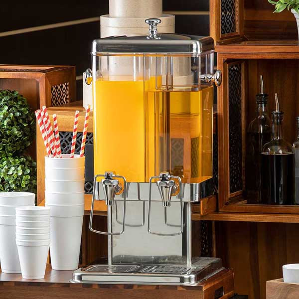 Tablecraft 70 3 gal. Dual Beverage Dispenser, Stainless Steel & Plastic