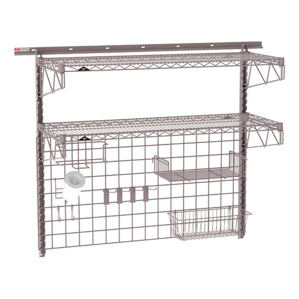 Metro SW-1848K4-45-PREP SmartWall 48" x 18" Wall Shelving Food Prep Kit, 2-Shelf
