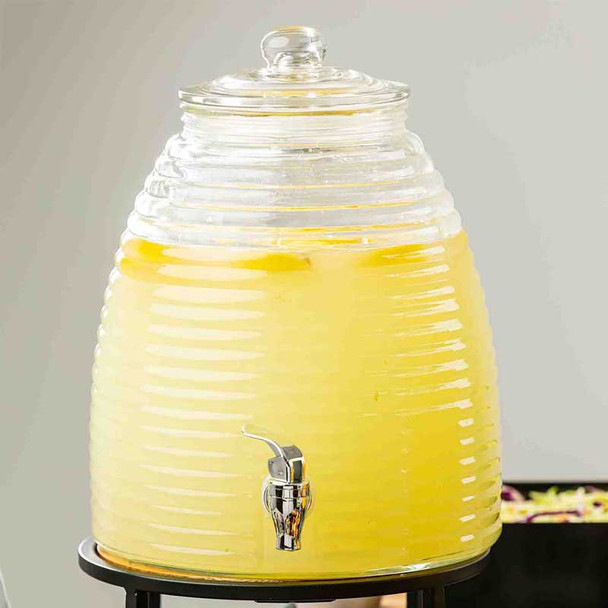 Tablecraft 12999 Beeline 2.5 gal. Beverage Dispenser, Round, Glass