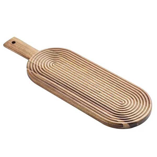Tablecraft 12956 Acacia Collection 15-3/4" Serving Board, Modern Stripe