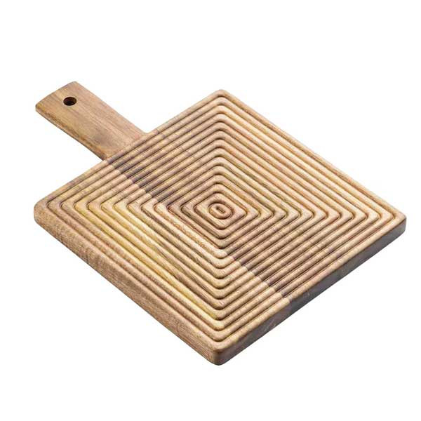 Tablecraft 12957 Acacia Collection 9" Serving Board, Modern Stripe