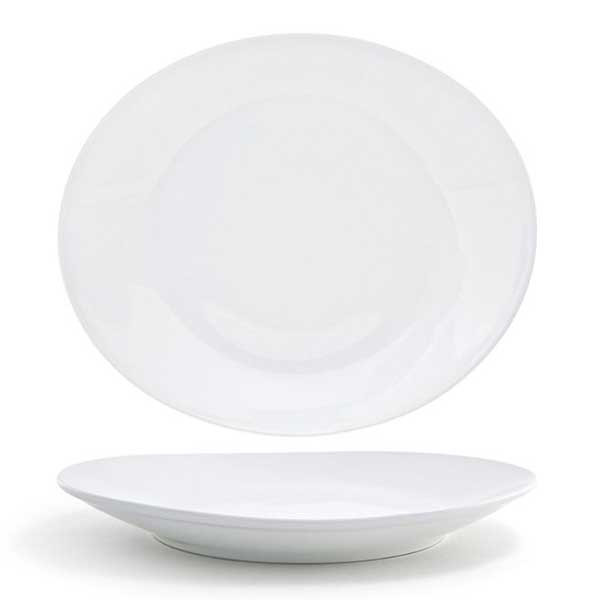 Front of the House DDP032WHP12 Ellipse 12" x 10" Platter, Porcelain, Superwhite