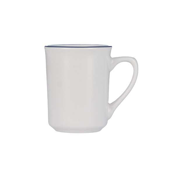 Libbey 114223 Porcelana Linea 8.5 oz. Mug, Porcelain, Blue Band